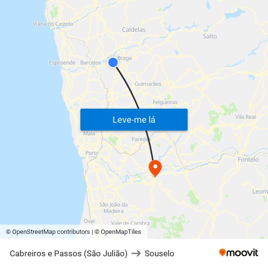 Cabreiros e Passos (São Julião) to Souselo map