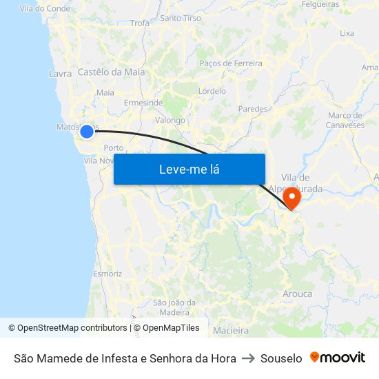 São Mamede de Infesta e Senhora da Hora to Souselo map