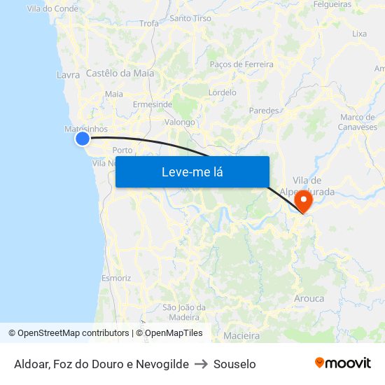 Aldoar, Foz do Douro e Nevogilde to Souselo map