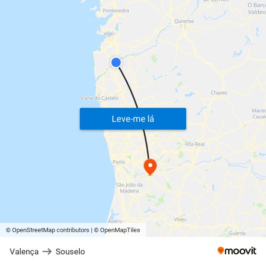 Valença to Souselo map