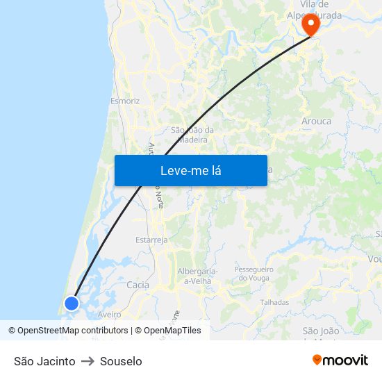 São Jacinto to Souselo map