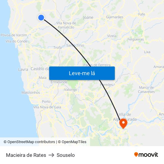 Macieira de Rates to Souselo map