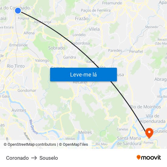 Coronado to Souselo map