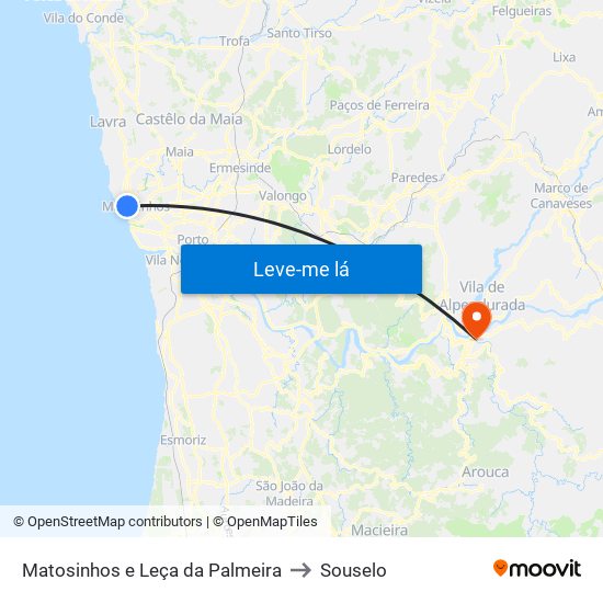 Matosinhos e Leça da Palmeira to Souselo map
