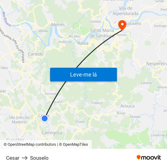 Cesar to Souselo map