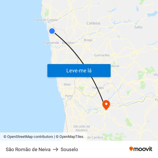 São Romão de Neiva to Souselo map