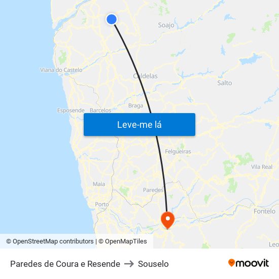 Paredes de Coura e Resende to Souselo map