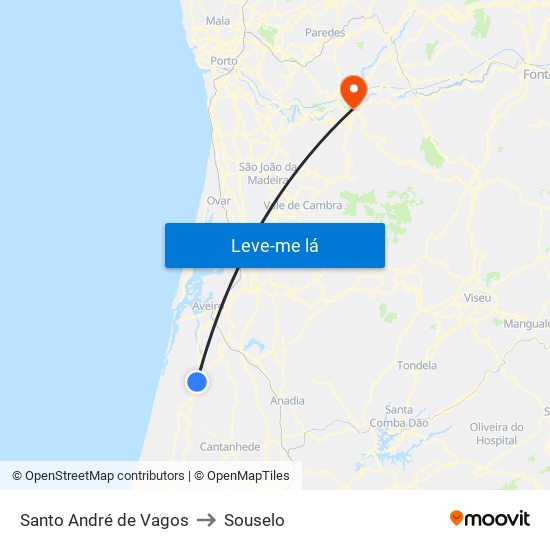 Santo André de Vagos to Souselo map