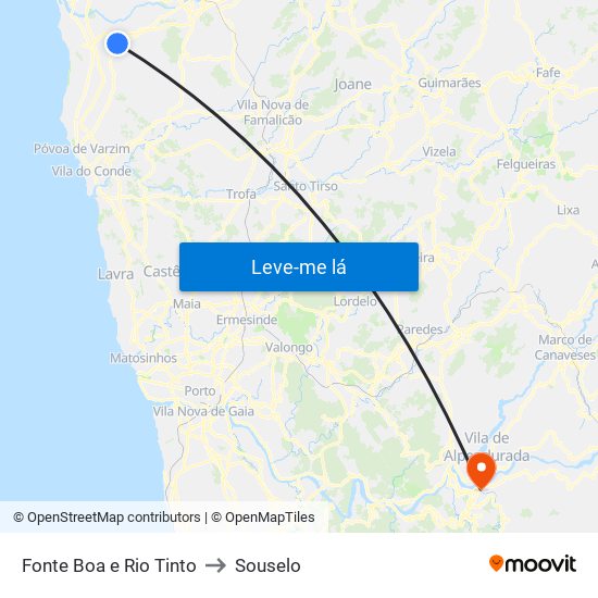 Fonte Boa e Rio Tinto to Souselo map