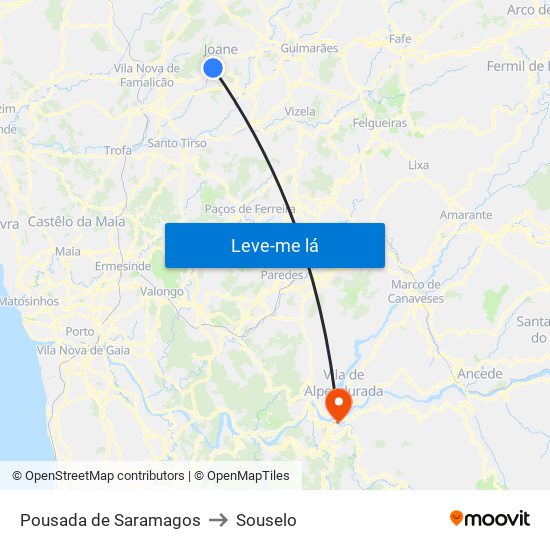 Pousada de Saramagos to Souselo map