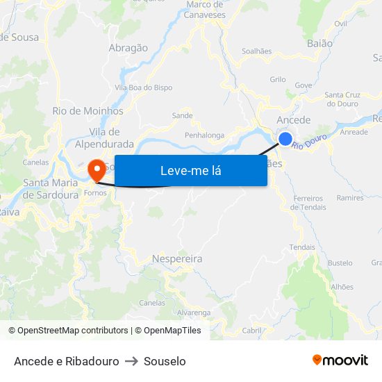 Ancede e Ribadouro to Souselo map