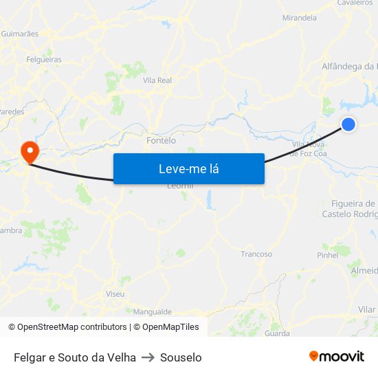 Felgar e Souto da Velha to Souselo map