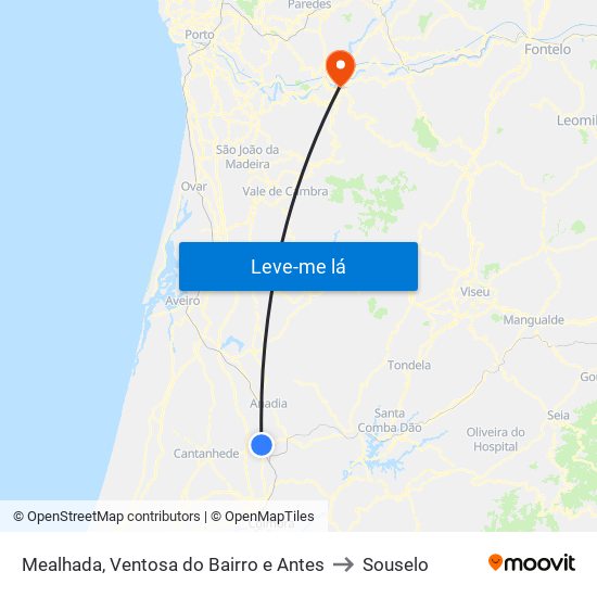 Mealhada, Ventosa do Bairro e Antes to Souselo map