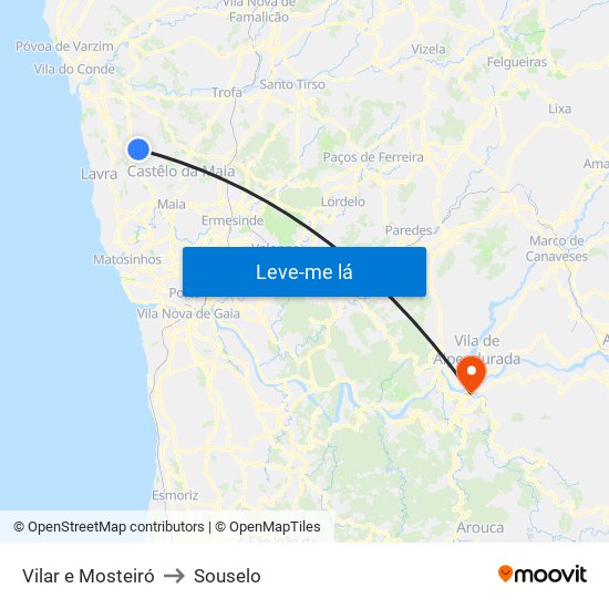 Vilar e Mosteiró to Souselo map