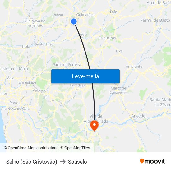 Selho (São Cristóvão) to Souselo map