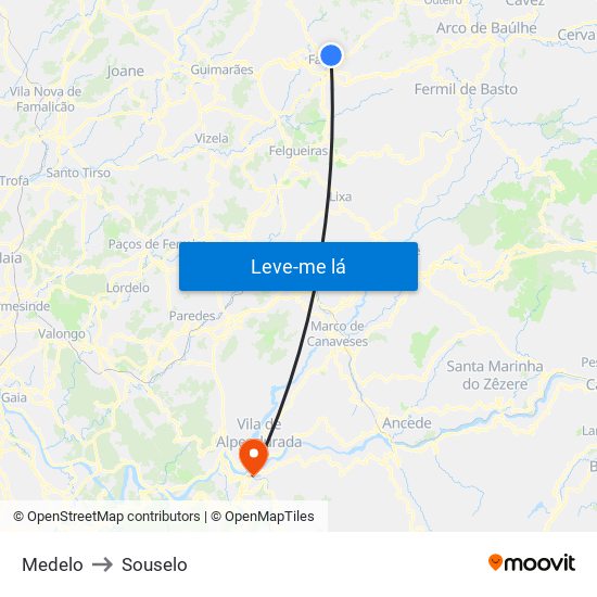 Medelo to Souselo map