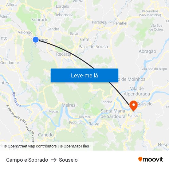 Campo e Sobrado to Souselo map