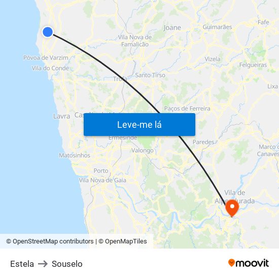 Estela to Souselo map