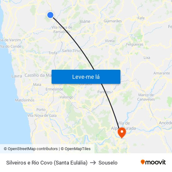 Silveiros e Rio Covo (Santa Eulália) to Souselo map