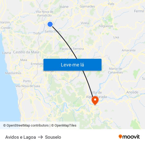 Avidos e Lagoa to Souselo map