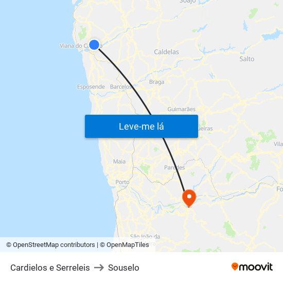 Cardielos e Serreleis to Souselo map