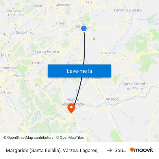 Margaride (Santa Eulália), Várzea, Lagares, Varziela e Moure to Souselo map