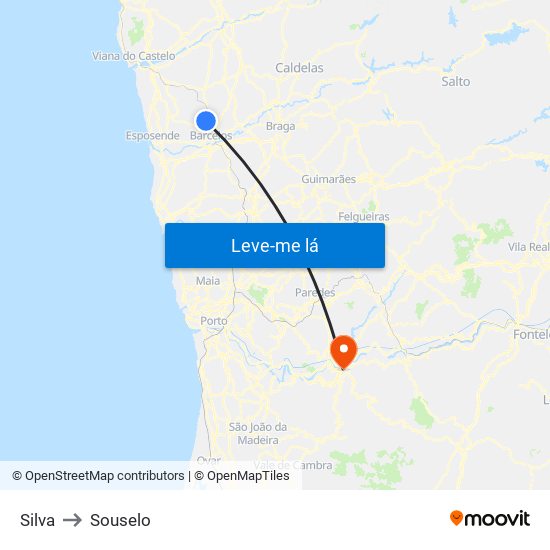 Silva to Souselo map