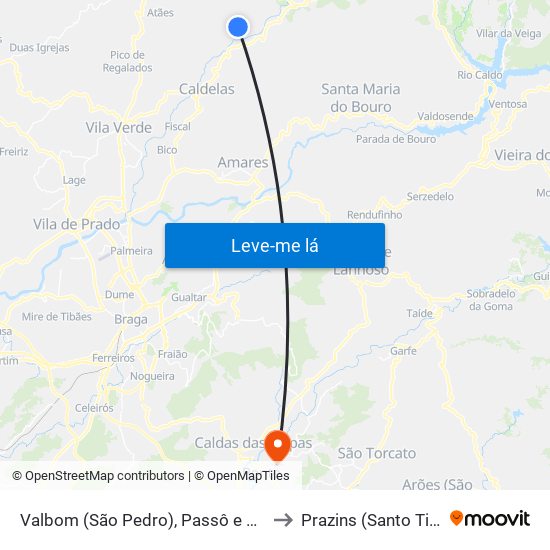 Valbom (São Pedro), Passô e Valbom (São Martinho) to Prazins (Santo Tirso) e Corvite map