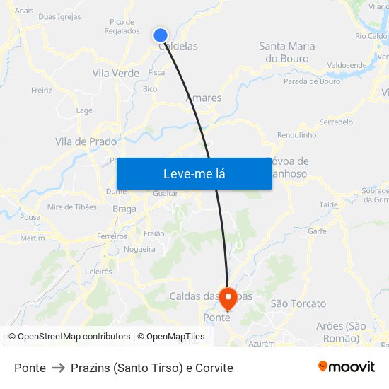 Ponte to Prazins (Santo Tirso) e Corvite map
