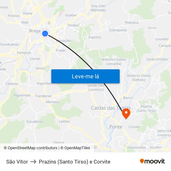 São Vítor to Prazins (Santo Tirso) e Corvite map
