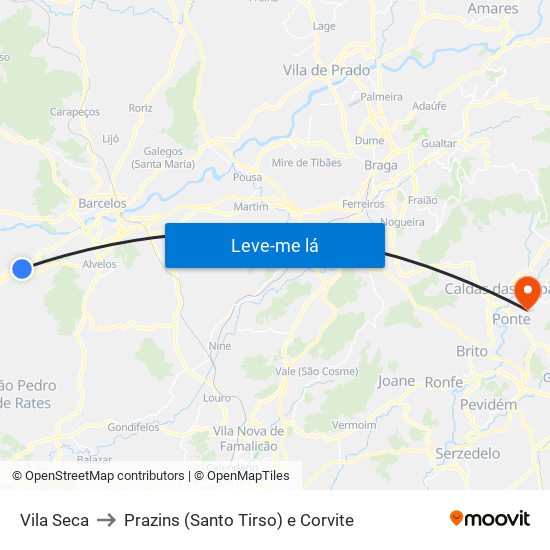 Vila Seca to Prazins (Santo Tirso) e Corvite map