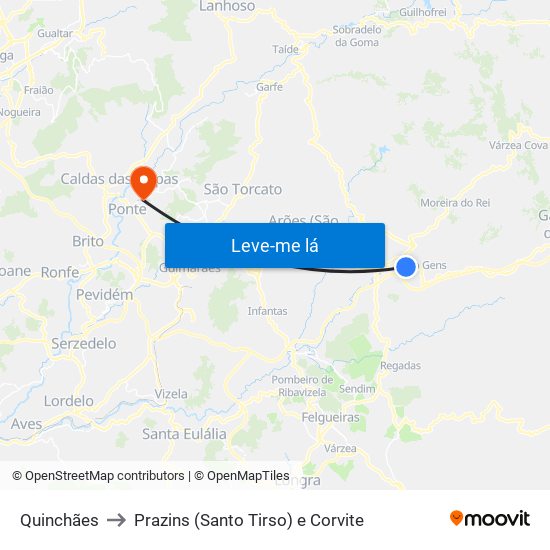 Quinchães to Prazins (Santo Tirso) e Corvite map