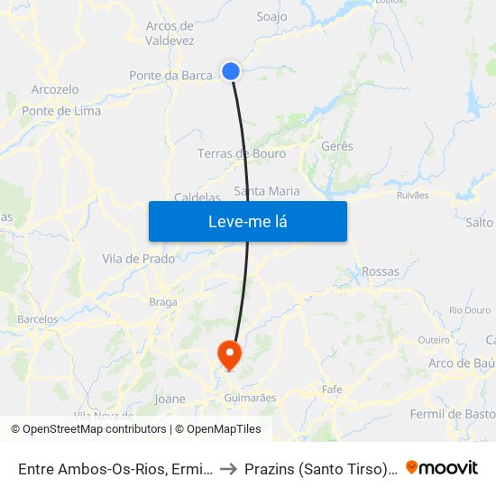 Entre Ambos-Os-Rios, Ermida e Germil to Prazins (Santo Tirso) e Corvite map