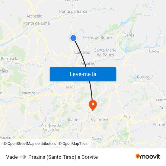 Vade to Prazins (Santo Tirso) e Corvite map