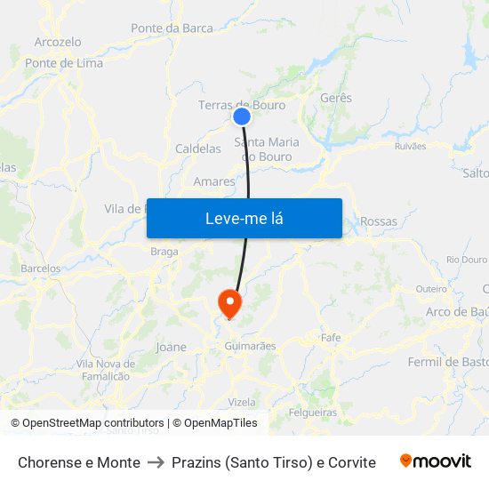 Chorense e Monte to Prazins (Santo Tirso) e Corvite map