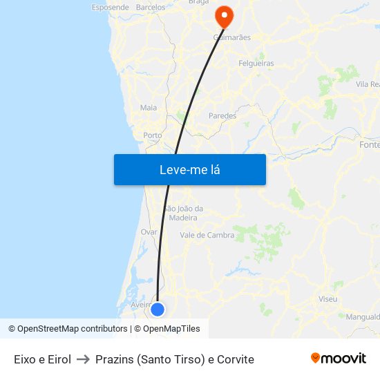 Eixo e Eirol to Prazins (Santo Tirso) e Corvite map