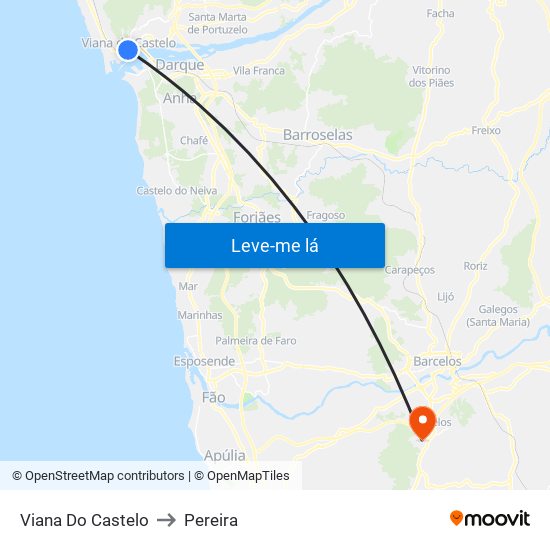 Viana Do Castelo to Pereira map