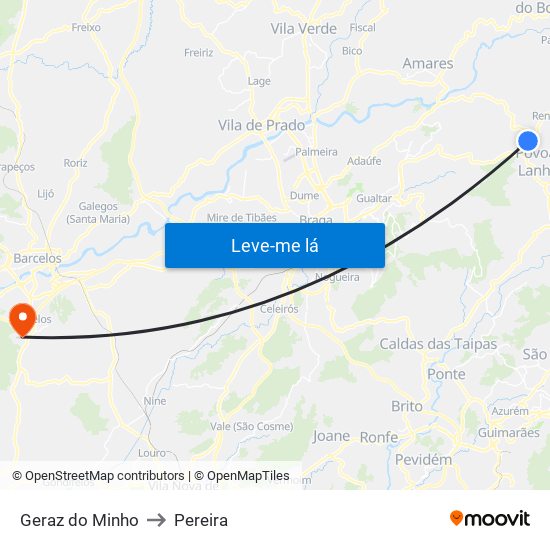 Geraz do Minho to Pereira map