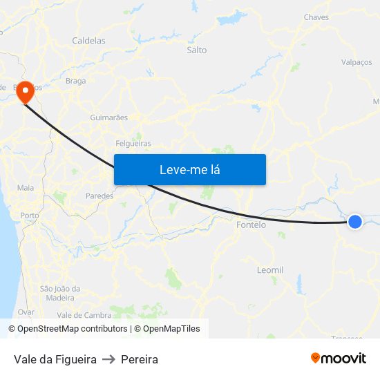 Vale da Figueira to Pereira map