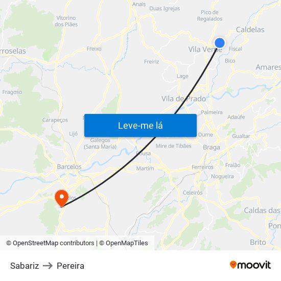 Sabariz to Pereira map