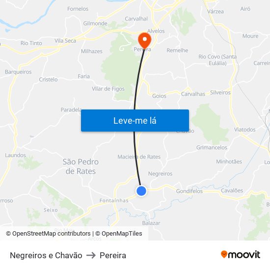 Negreiros e Chavão to Pereira map