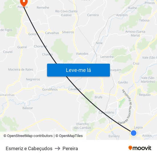 Esmeriz e Cabeçudos to Pereira map