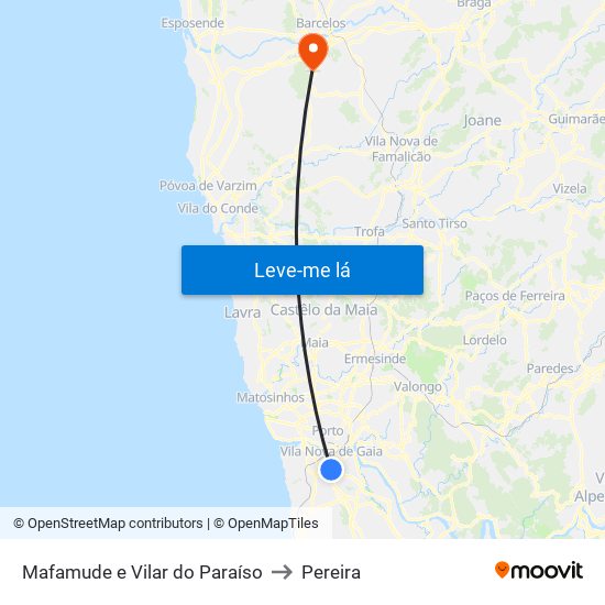 Mafamude e Vilar do Paraíso to Pereira map