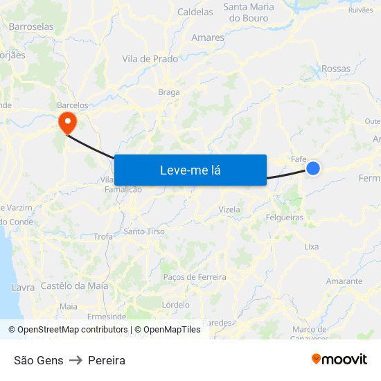São Gens to Pereira map