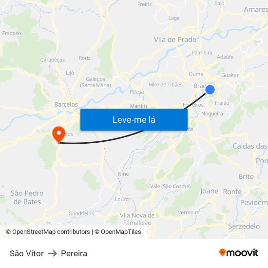 São Vítor to Pereira map