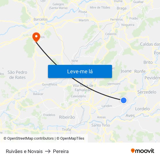 Ruivães e Novais to Pereira map