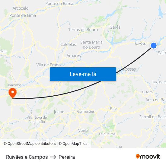Ruivães e Campos to Pereira map