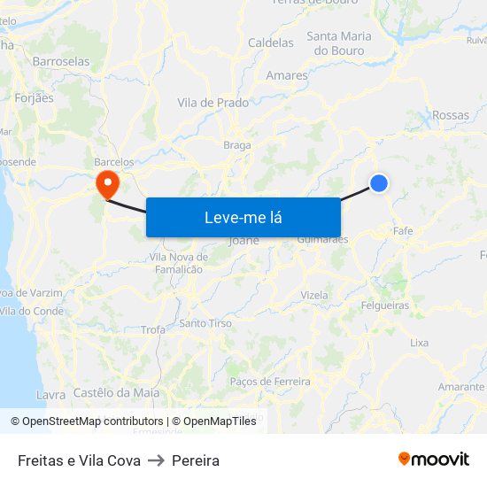 Freitas e Vila Cova to Pereira map