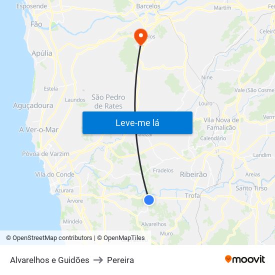 Alvarelhos e Guidões to Pereira map