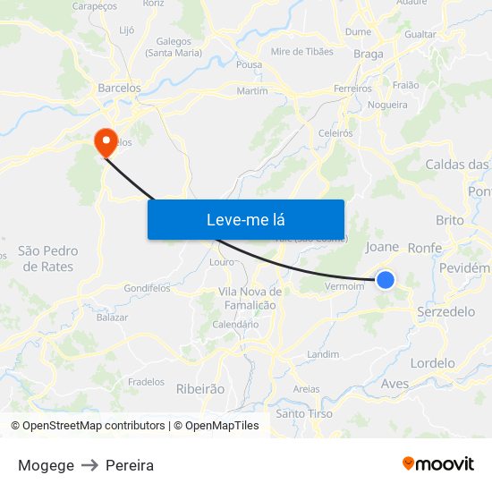 Mogege to Pereira map